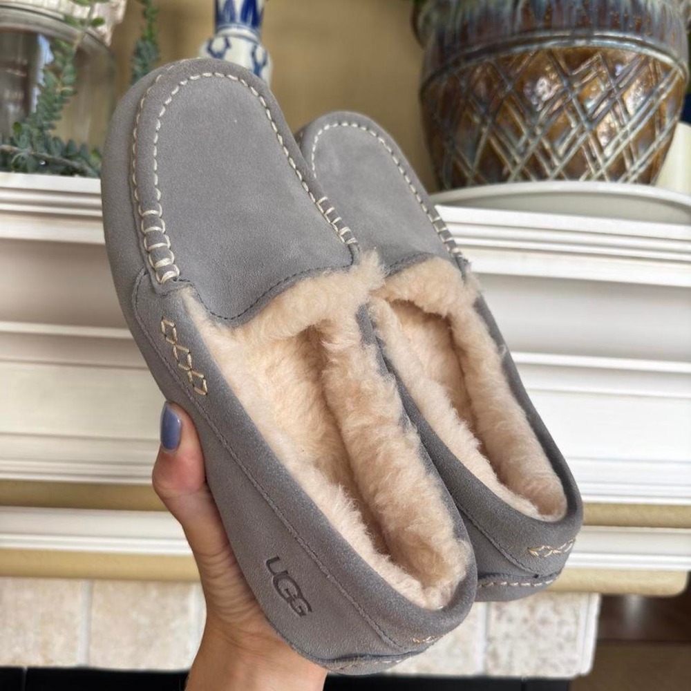 UGG Women's Ansley Slipper – Grey Suede Moccasins Cozy Casual